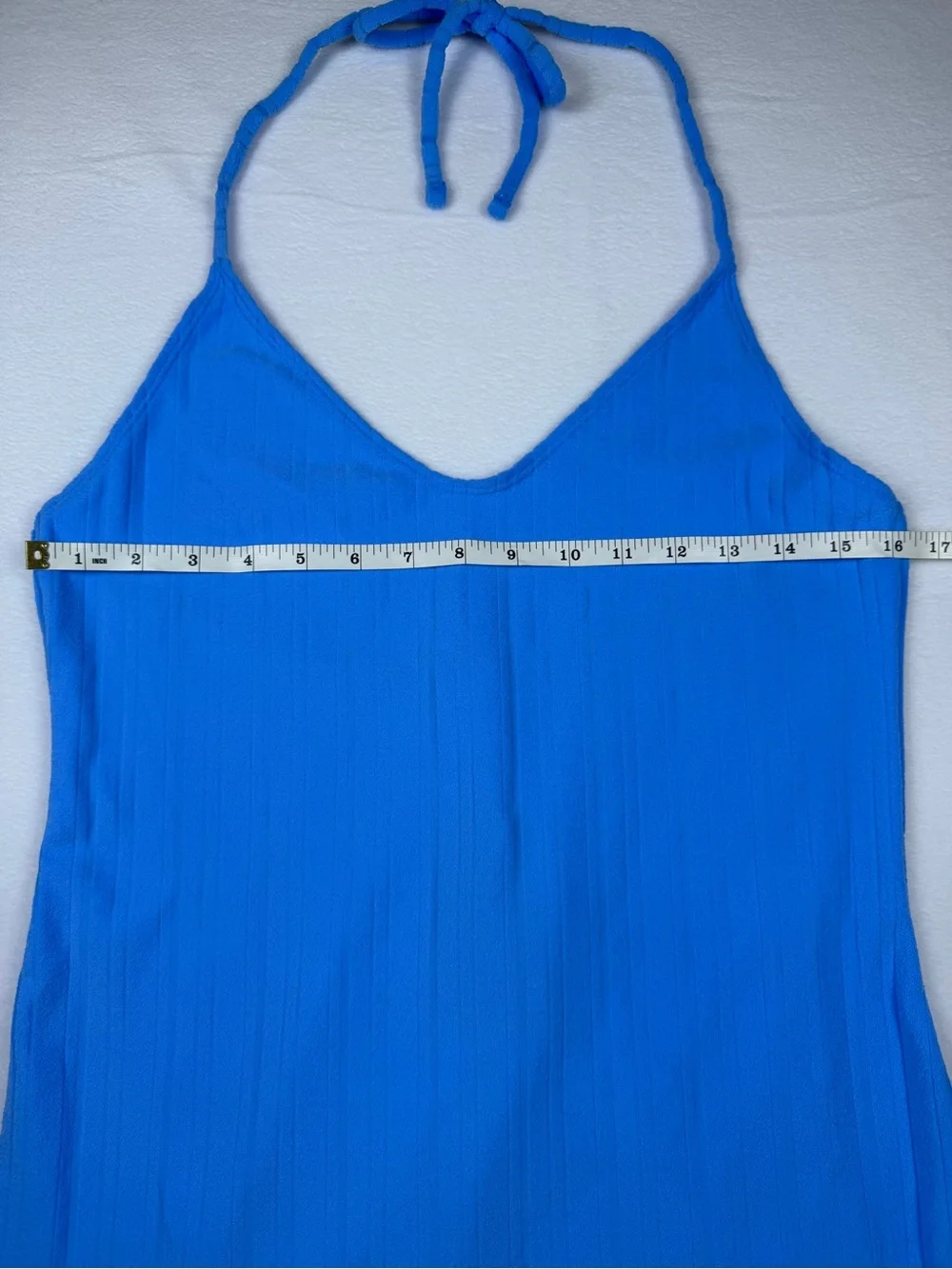 NWT Wild Fable Blue Ribbed Halter Mini Swim Cover up Dress - Size Medium (8-10)